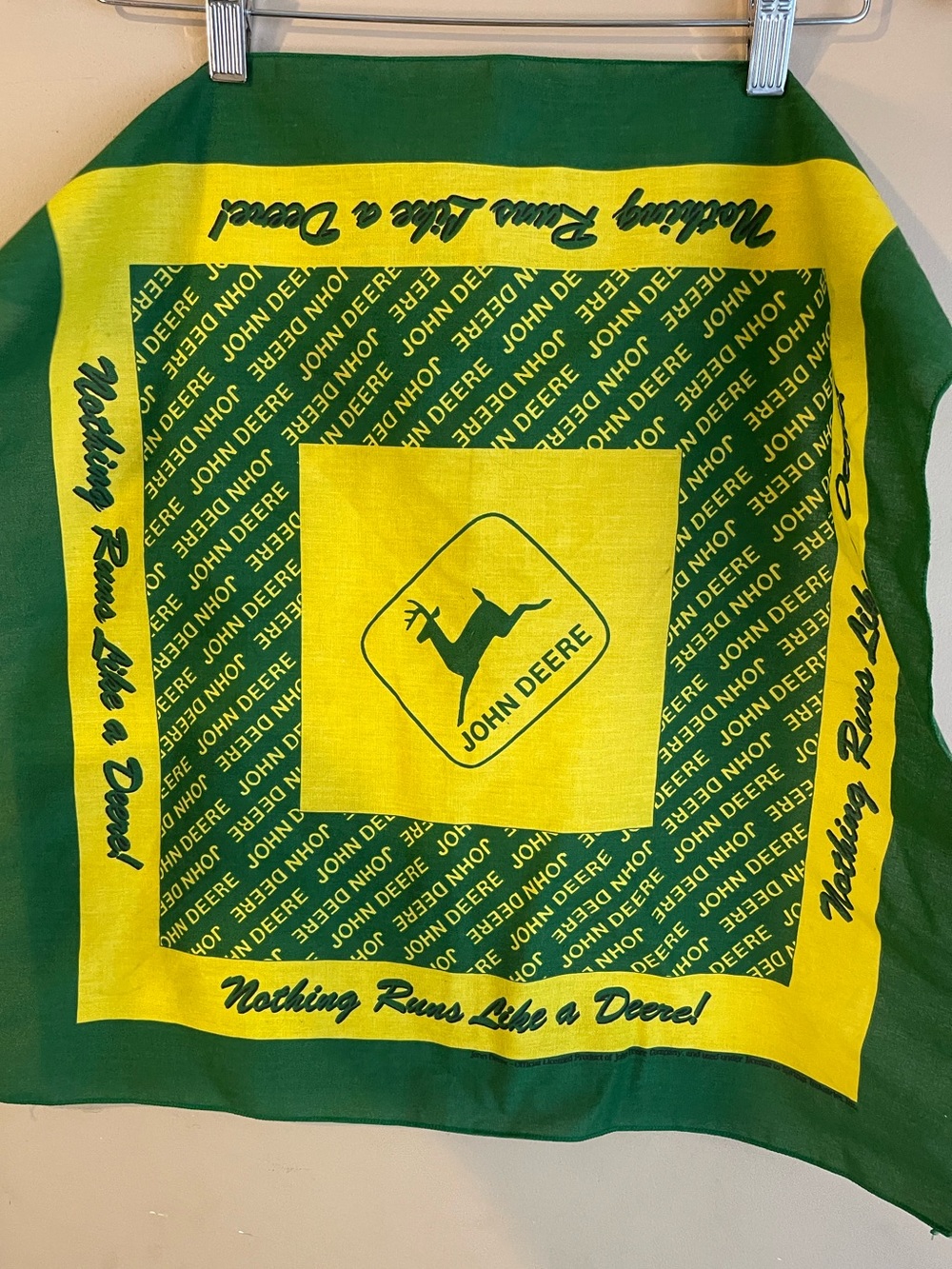 John Deere Green & Yellow Kerchief Napkin Hanky Handkerchief